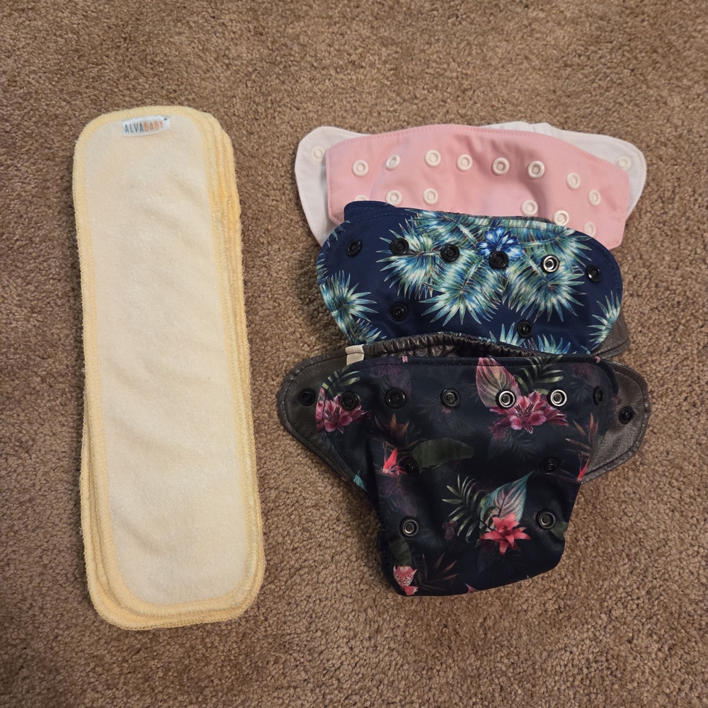 BARE & BOHO / Alva Baby Floral and Tropical Diaper Covers Set 6 Cloth Inserts